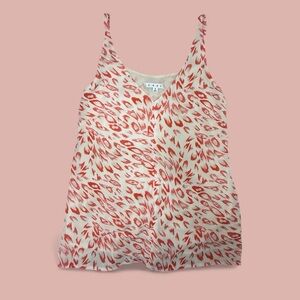 CAbi Women’s Sleeveless V-Neck Blouse Pink Coral Abstract Print Size Small